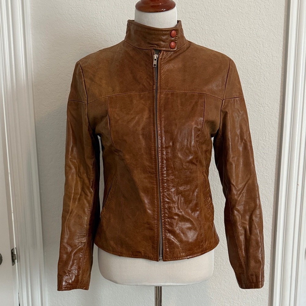 Tan Genuine Leather Women's Jacket